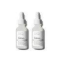 Two white dropper bottles of The Ordinary Microneedle Solution 2000 U on a clean white background.