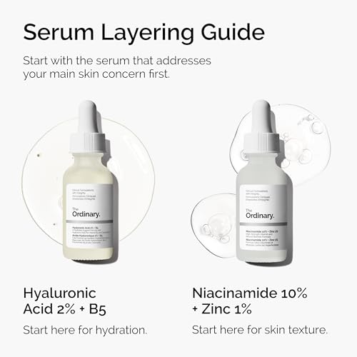 Two bottles of The Ordinary serum with text on a white background