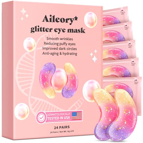 AILEORY Under Eye Patches – Tri-Color Glitter Gel Pads | Dark Circles, Puffiness & Wrinkles