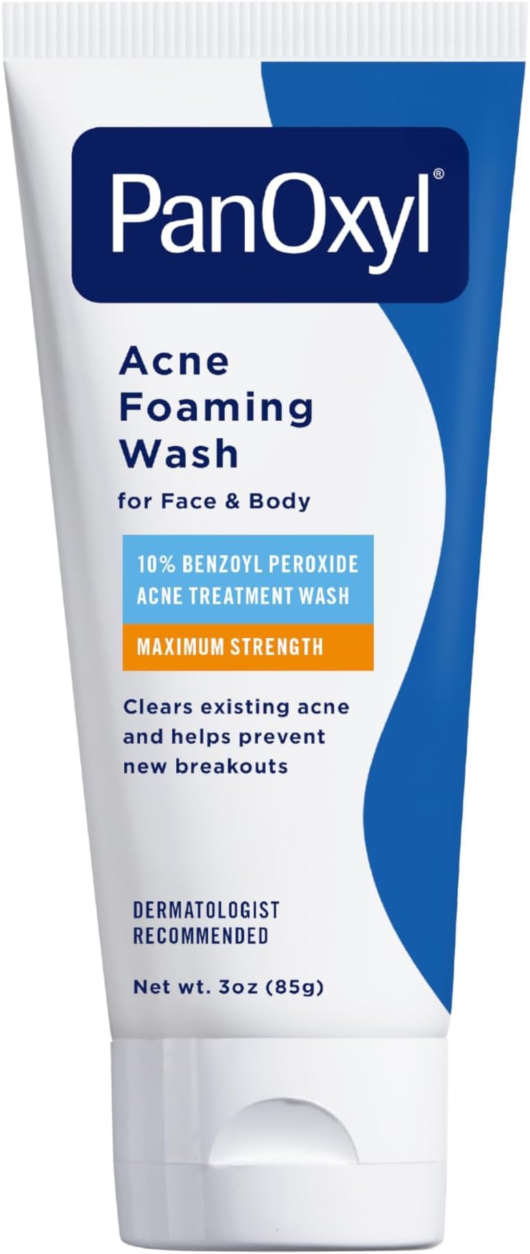 PanOxyl 10% Benzoyl Peroxide Acne Foaming Wash – Maximum Strength Face & Body Cleanser