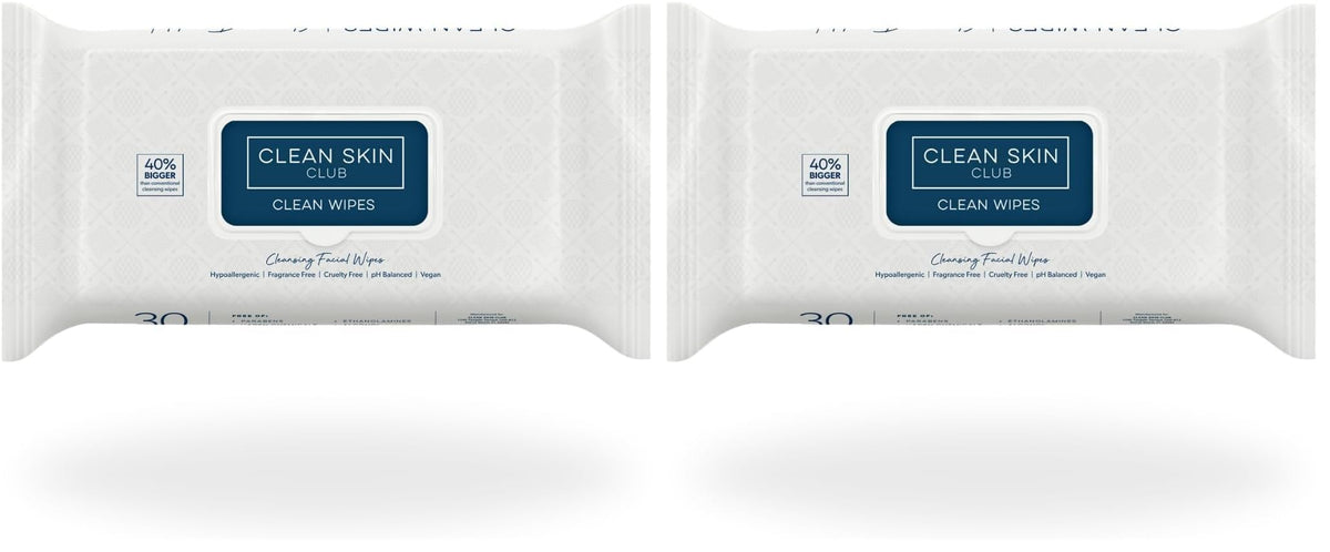 Clean Skin Club XL Makeup Remover Wipes – Dual-Sided, Fragrance-Free & Vegan (30 Count)