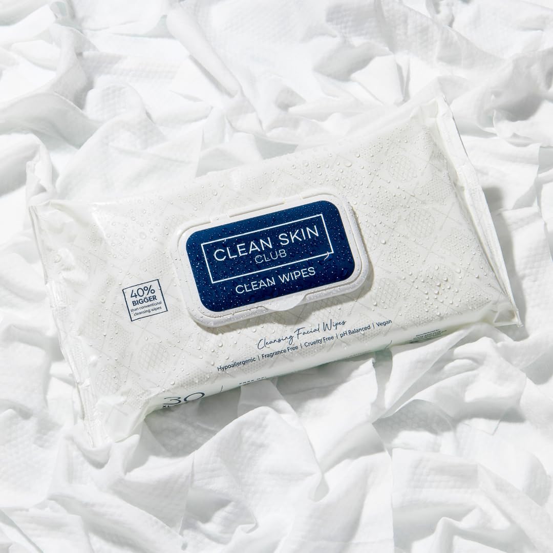 Clean Skin Club XL Makeup Remover Wipes – Dual-Sided, Fragrance-Free & Vegan (30 Count)