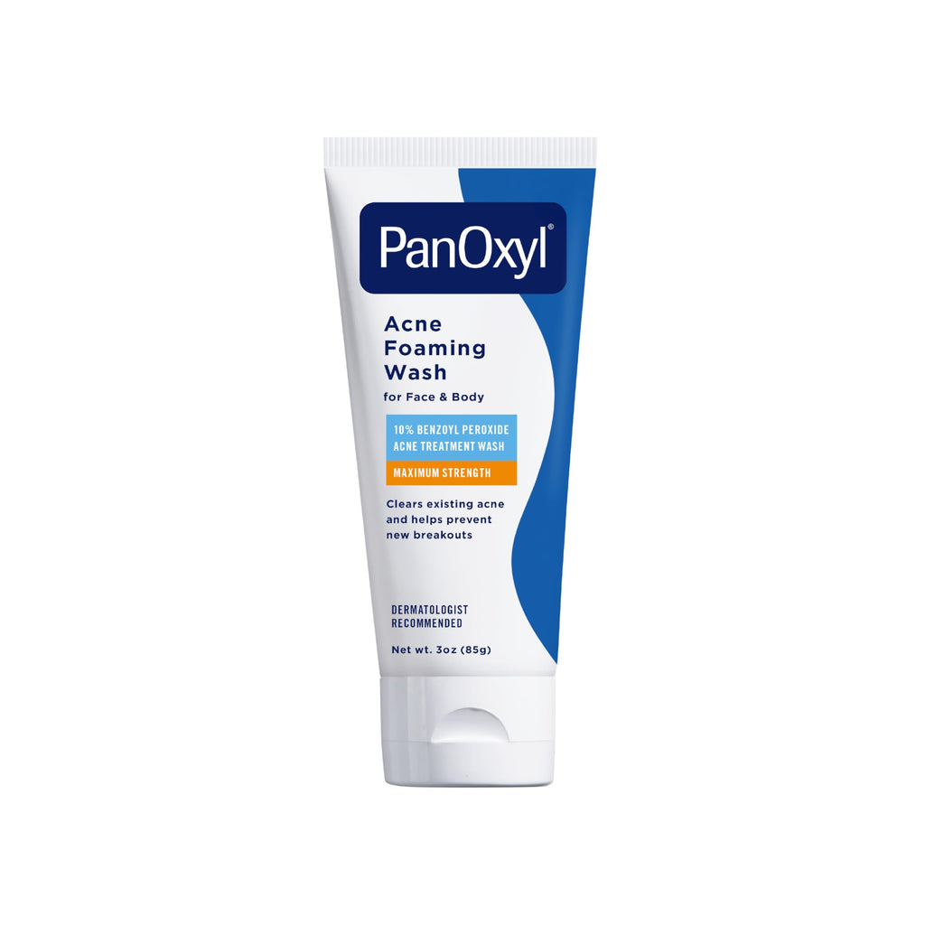 PanOxyl 10% Benzoyl Peroxide Acne Foaming Wash – Maximum Strength Face & Body Cleanser
