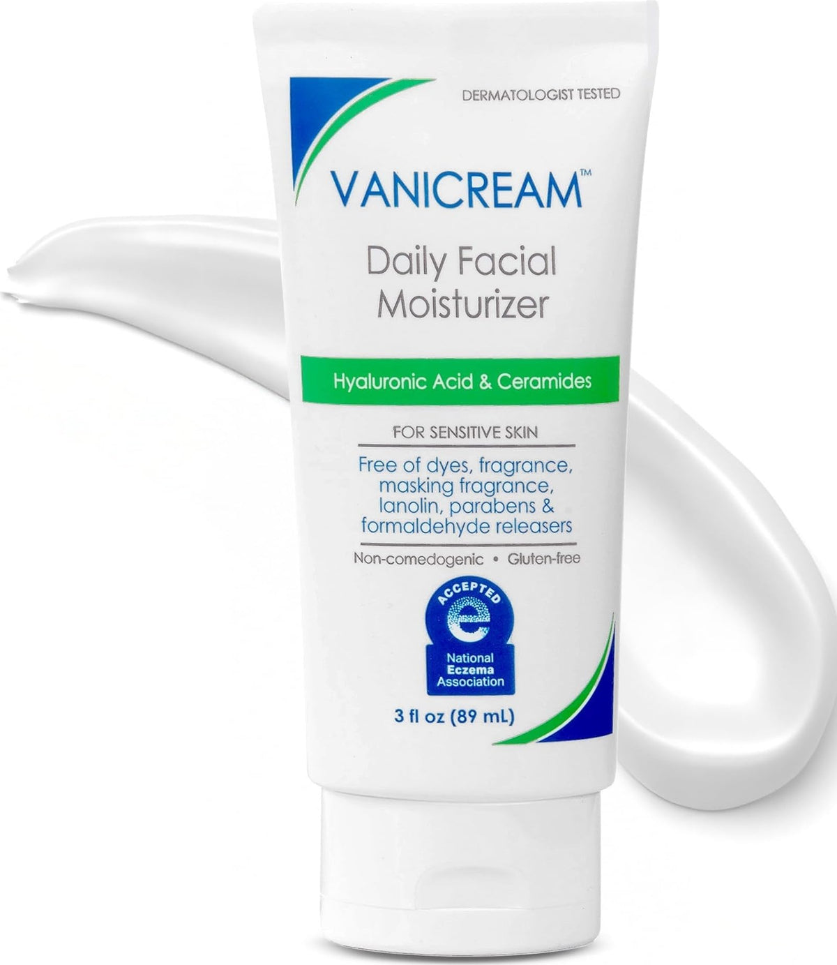 Vanicream Daily Facial Moisturizer – Lightweight & Non-Greasy with Hyaluronic Acid & Ceramides (3 Fl Oz)