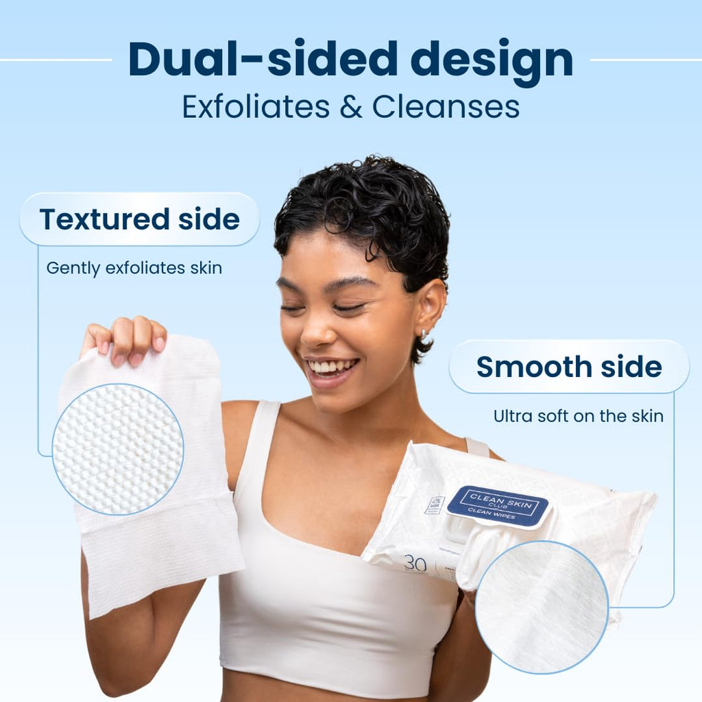 Clean Skin Club XL Makeup Remover Wipes – Dual-Sided, Fragrance-Free & Vegan (30 Count)