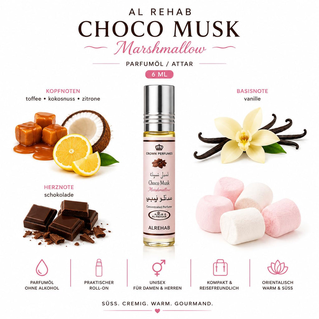 Al-Rehab Choco Musk Eau de Parfum – Warm Gourmand Women’s Fragrance with Chocolate, Vanilla & Musk (50ml)