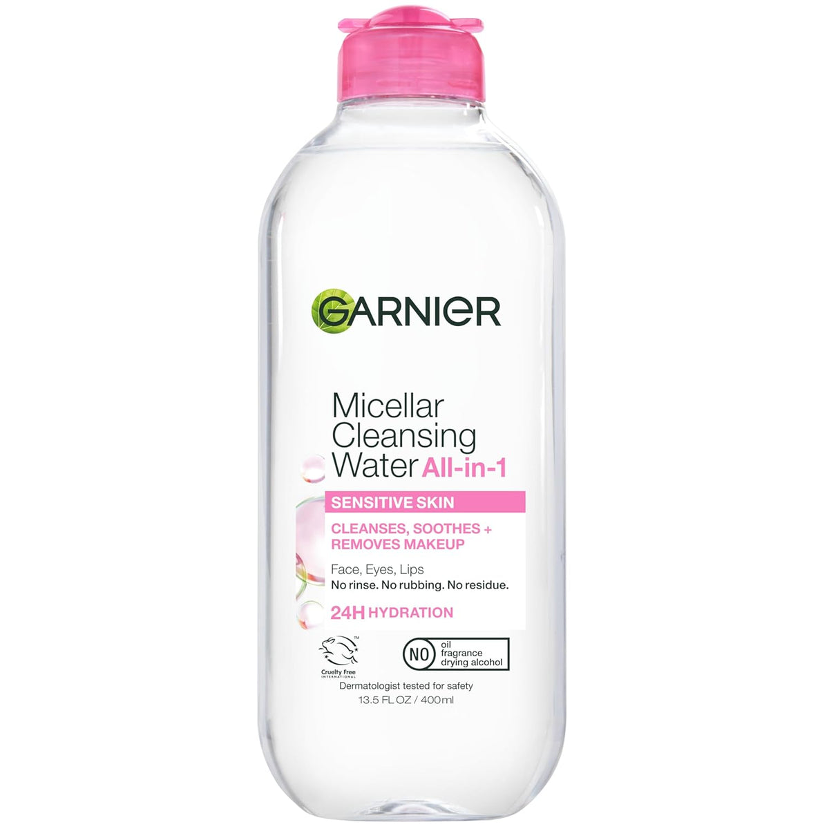 Garnier Micellar Cleansing Water bottle on a white background