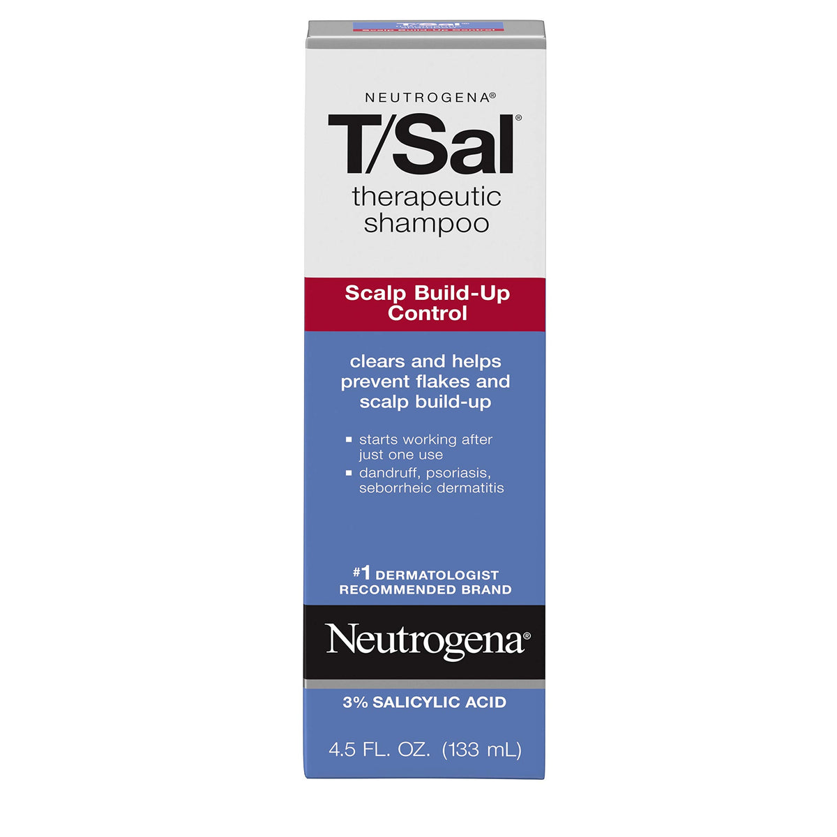 Neutrogena T/Sal Therapeutic Dandruff Shampoo – Maximum Strength 3% Salicylic Acid for Scalp Psoriasis & Dandruff (4.5 fl oz)