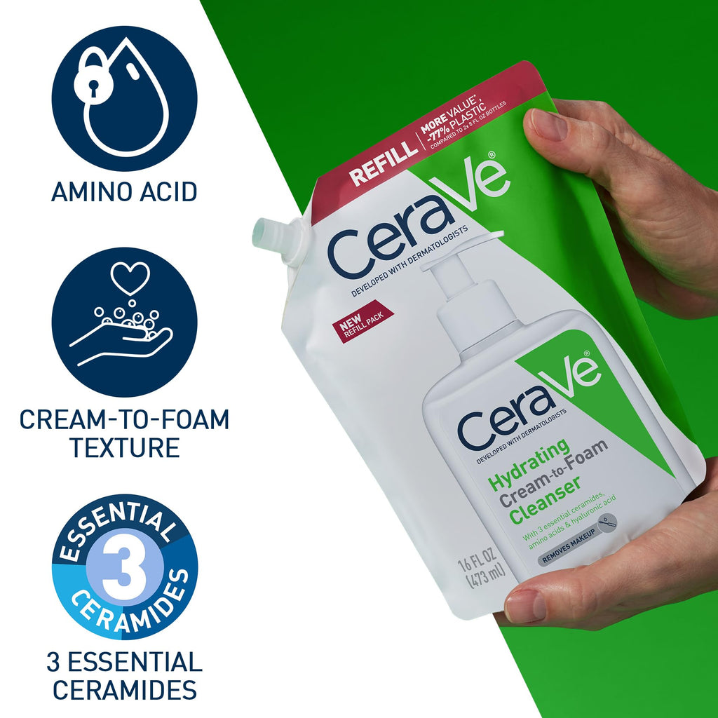 CeraVe Hydrating Cream To Foam Cleanser, Face Wash for Dry Skin, 19oz