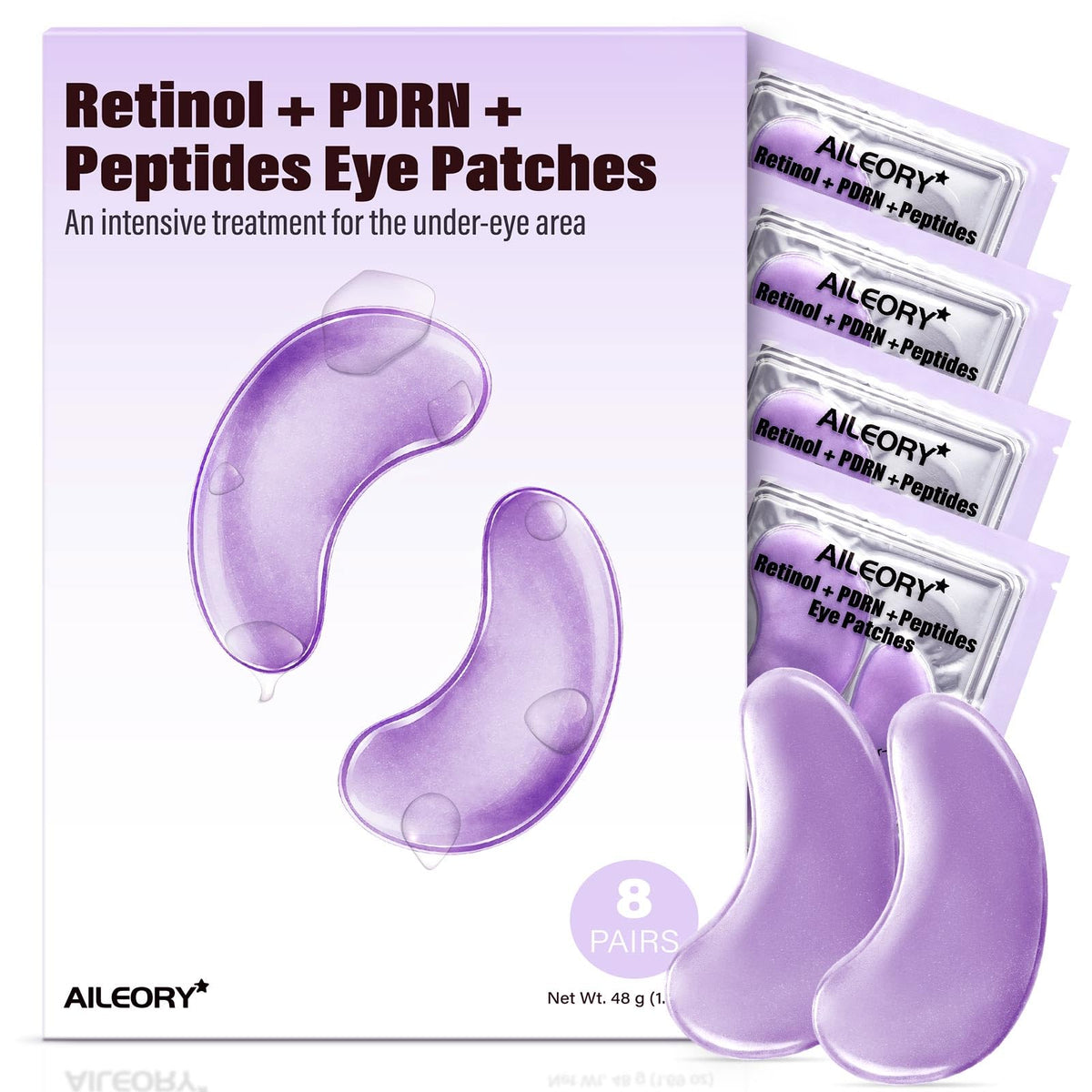 AILEORY Under Eye Patches – Tri-Color Glitter Gel Pads | Dark Circles, Puffiness & Wrinkles