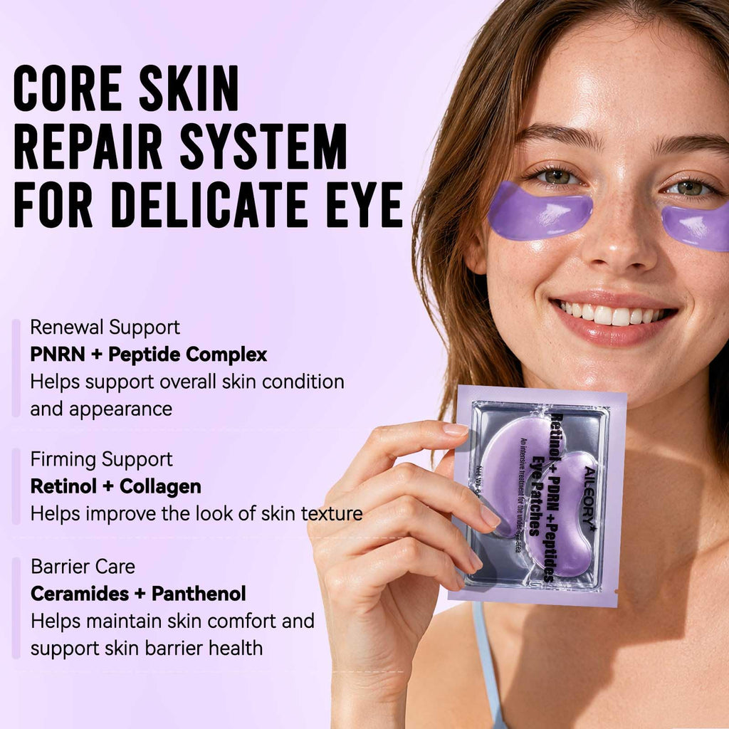 AILEORY Under Eye Patches – Tri-Color Glitter Gel Pads | Dark Circles, Puffiness & Wrinkles