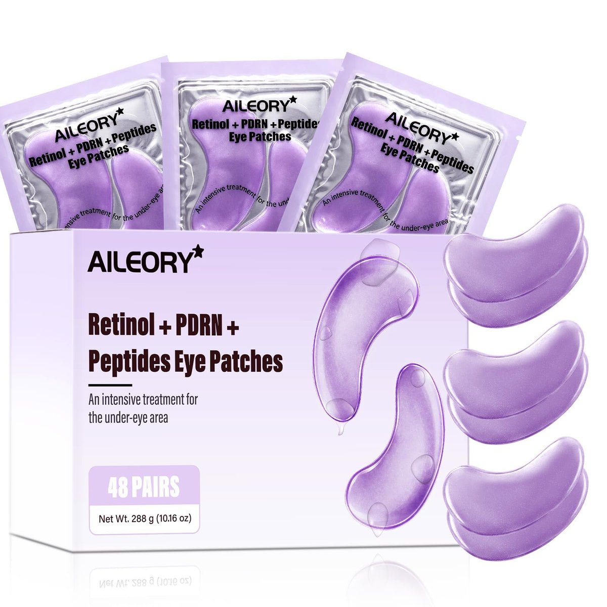 AILEORY Under Eye Patches – Tri-Color Glitter Gel Pads | Dark Circles, Puffiness & Wrinkles