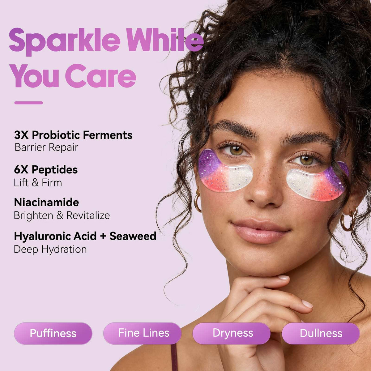 AILEORY Under Eye Patches – Tri-Color Glitter Gel Pads | Dark Circles, Puffiness & Wrinkles