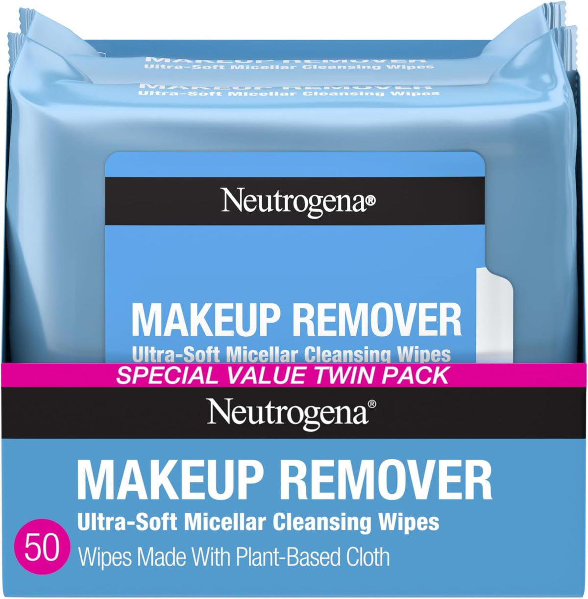 Neutrogena Hydro Boost Micellar Makeup Remover Wipes – Hyaluronic Acid, Removes Waterproof Mascara (25 Count)