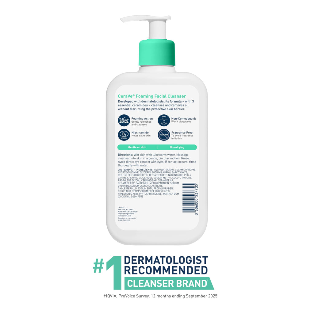CeraVe Foaming Facial Cleanser, Face Wash for Oily Skin, 19oz