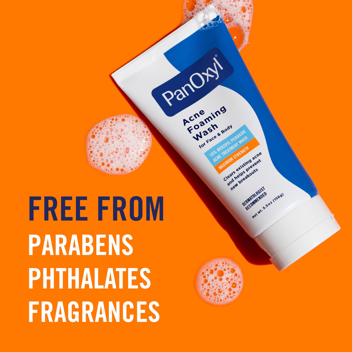 PanOxyl 10% Benzoyl Peroxide Acne Foaming Wash – Maximum Strength Face & Body Cleanser