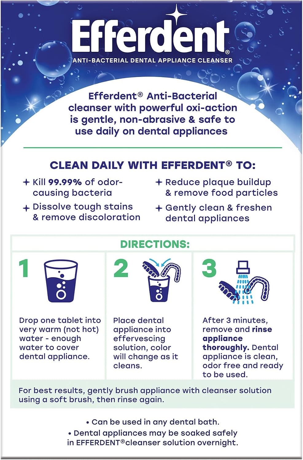 Efferdent Denture Cleaner Tablets, Minty Fresh & Clean, 126 Count