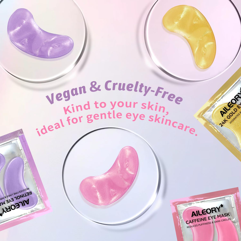 AILEORY Under Eye Patches – Tri-Color Glitter Gel Pads | Dark Circles, Puffiness & Wrinkles