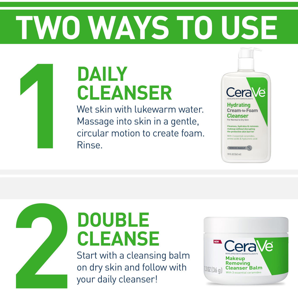 CeraVe Hydrating Cream To Foam Cleanser, Face Wash for Dry Skin, 19oz