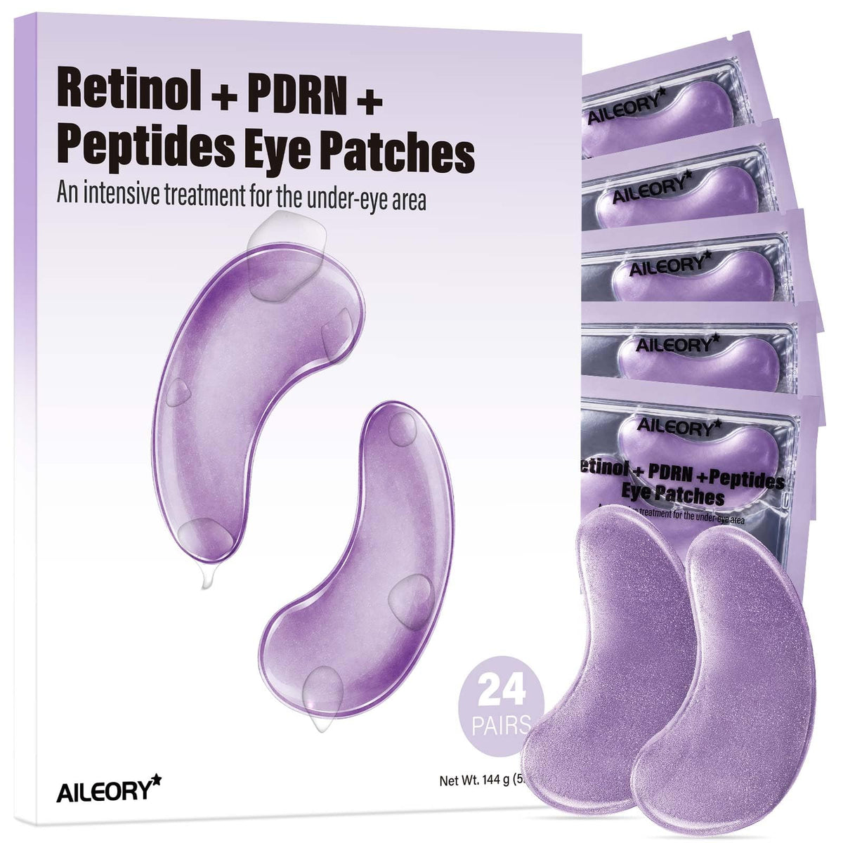 AILEORY Under Eye Patches – Tri-Color Glitter Gel Pads | Dark Circles, Puffiness & Wrinkles