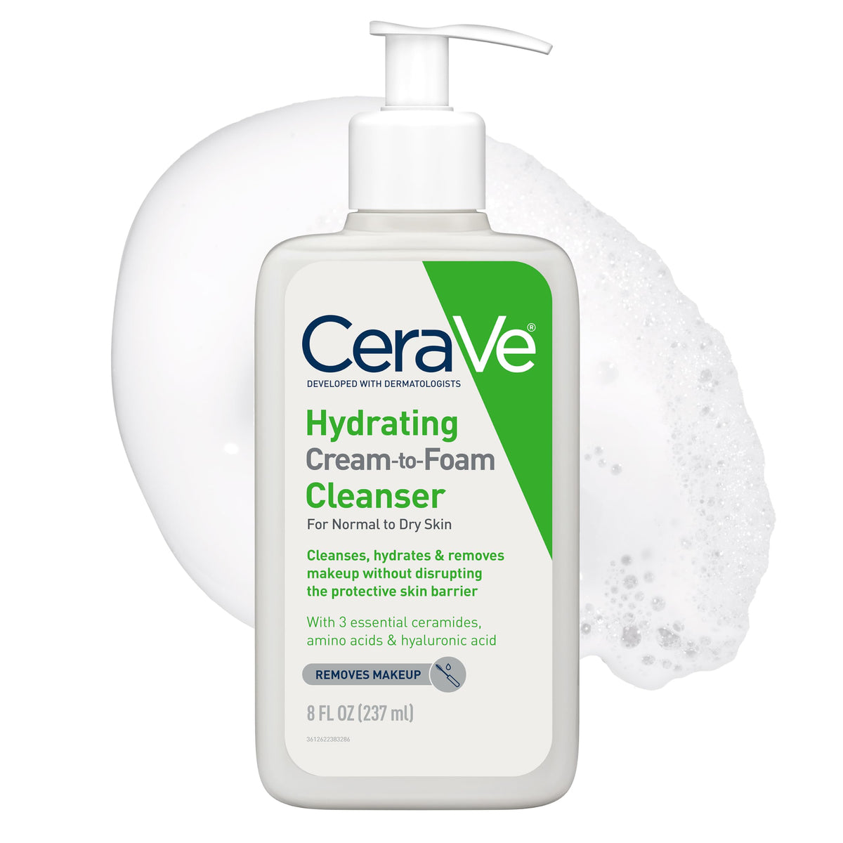 CeraVe Hydrating Cream To Foam Cleanser, Face Wash for Dry Skin, 19oz