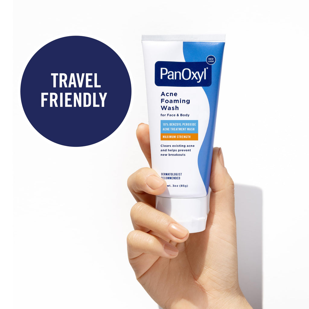 PanOxyl 10% Benzoyl Peroxide Acne Foaming Wash – Maximum Strength Face & Body Cleanser