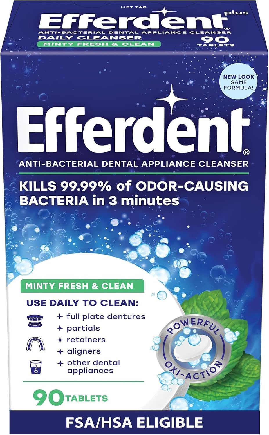 Efferdent Denture Cleaner Tablets 90 count pack of 6