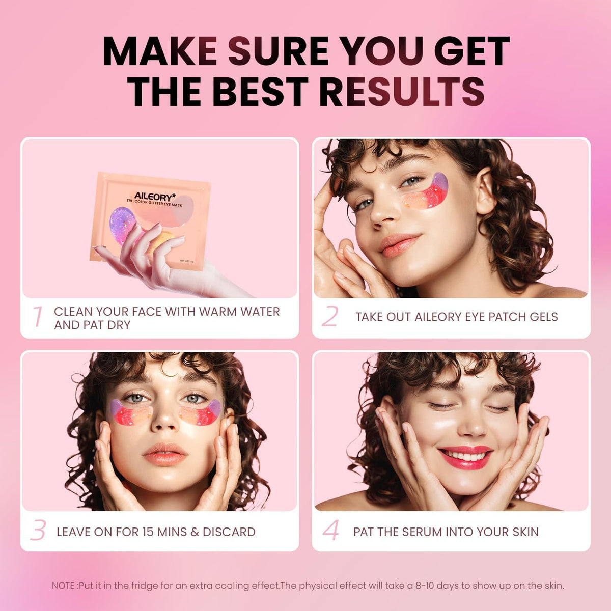 AILEORY Under Eye Patches – Tri-Color Glitter Gel Pads | Dark Circles, Puffiness & Wrinkles