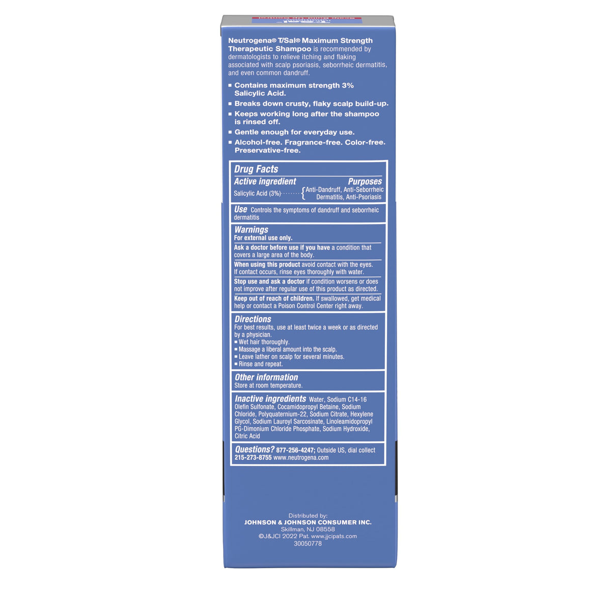 Neutrogena T/Sal Therapeutic Dandruff Shampoo – Maximum Strength 3% Salicylic Acid for Scalp Psoriasis & Dandruff (4.5 fl oz)