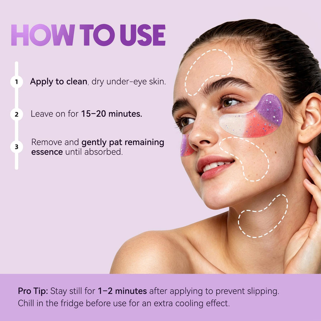 AILEORY Under Eye Patches – Tri-Color Glitter Gel Pads | Dark Circles, Puffiness & Wrinkles