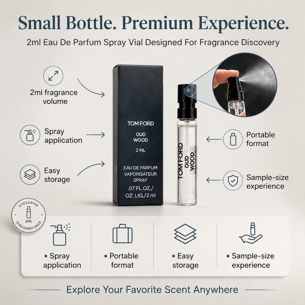 Tom Ford Oud Wood Eau de Parfum – Travel Size Sample Vial | Woody Amber Luxury Fragrance (0.06 oz / 2ml)