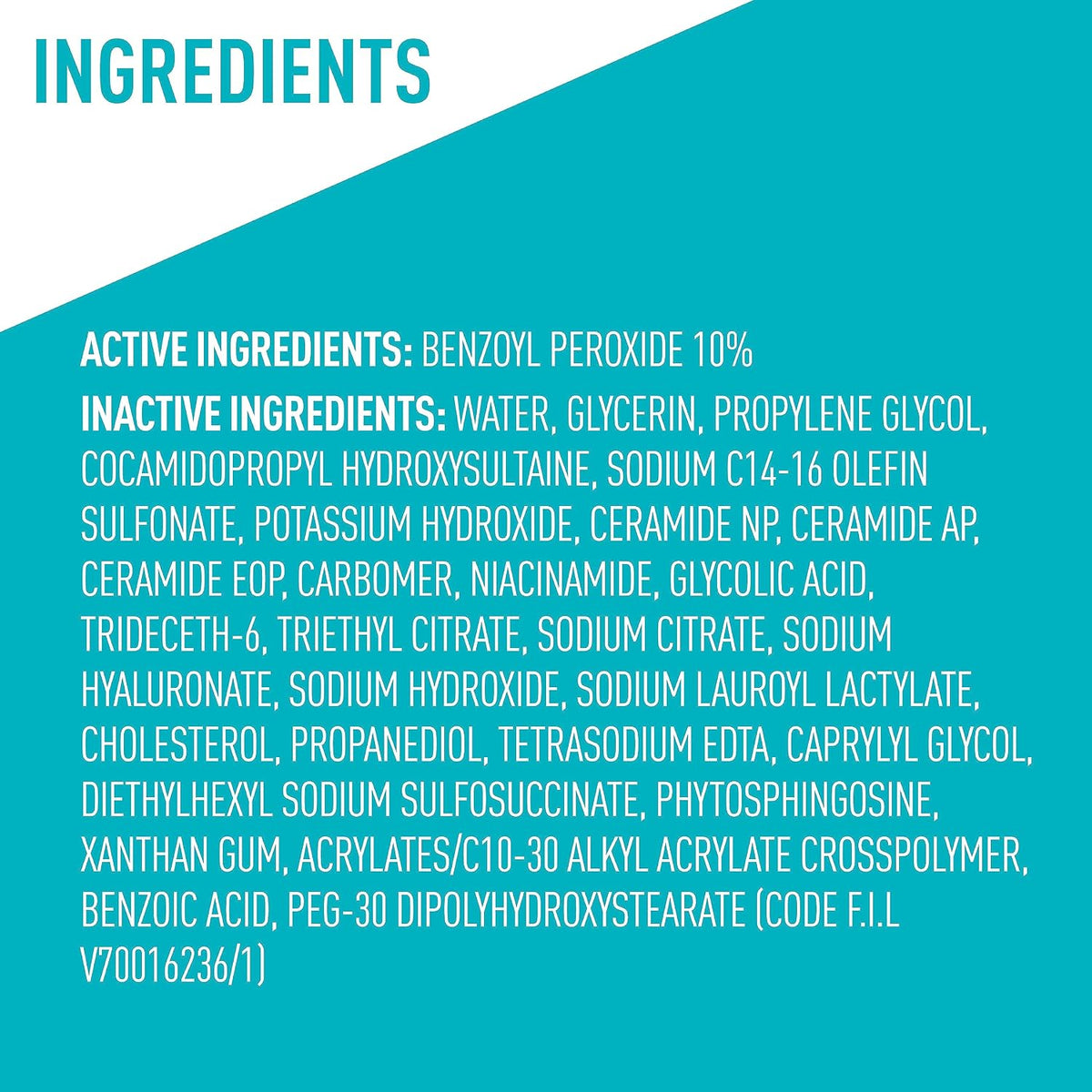 CeraVe Acne Foaming Cream Wash, 10% Benzoyl Peroxide Facial Cleanser, 5oz