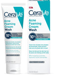 CeraVe Acne Foaming Cream Wash, 10% Benzoyl Peroxide Facial Cleanser, 5oz