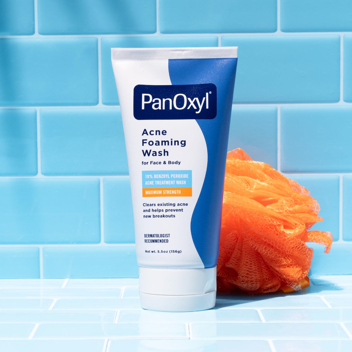 PanOxyl 10% Benzoyl Peroxide Acne Foaming Wash – Maximum Strength Face & Body Cleanser
