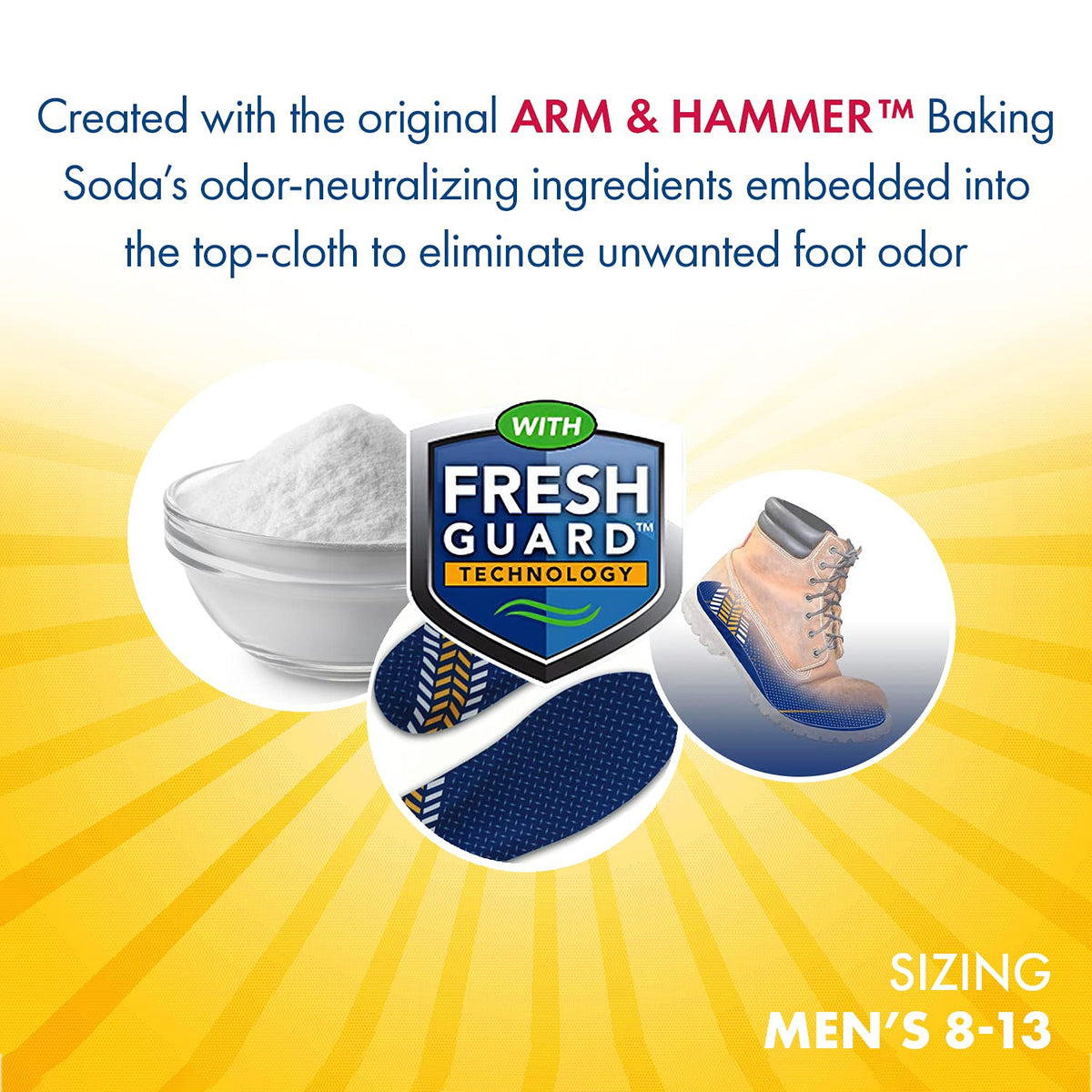 Arm & Hammer Work Boot Insoles, Memory Foam Arch Support