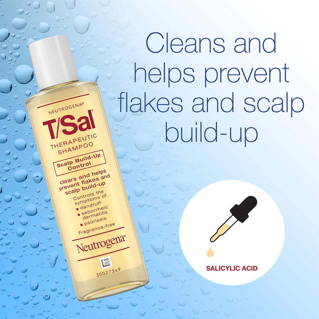 Neutrogena T/Sal Therapeutic Dandruff Shampoo – Maximum Strength 3% Salicylic Acid for Scalp Psoriasis & Dandruff (4.5 fl oz)