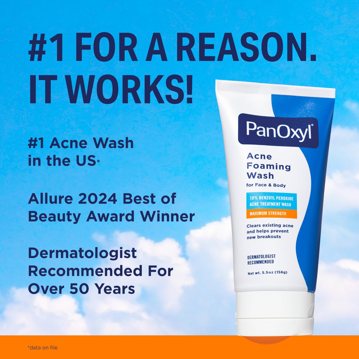 PanOxyl 10% Benzoyl Peroxide Acne Foaming Wash – Maximum Strength Face & Body Cleanser