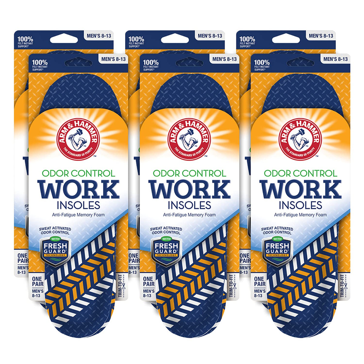 Arm & Hammer Work Boot Insoles, Memory Foam Arch Support