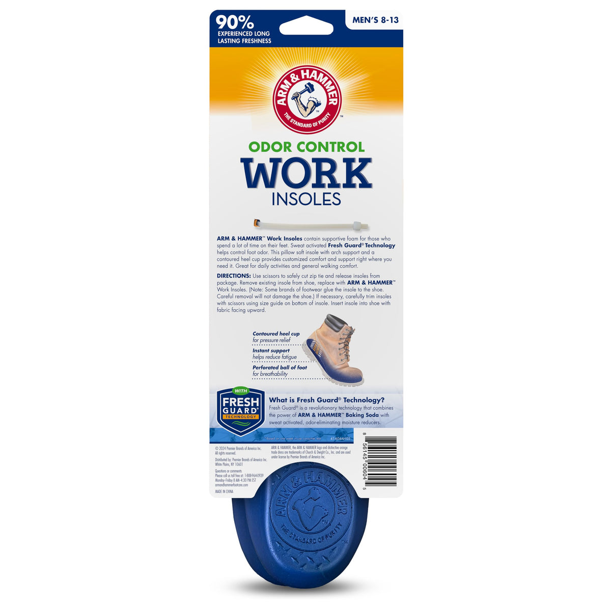 Arm & Hammer Work Boot Insoles, Memory Foam Arch Support