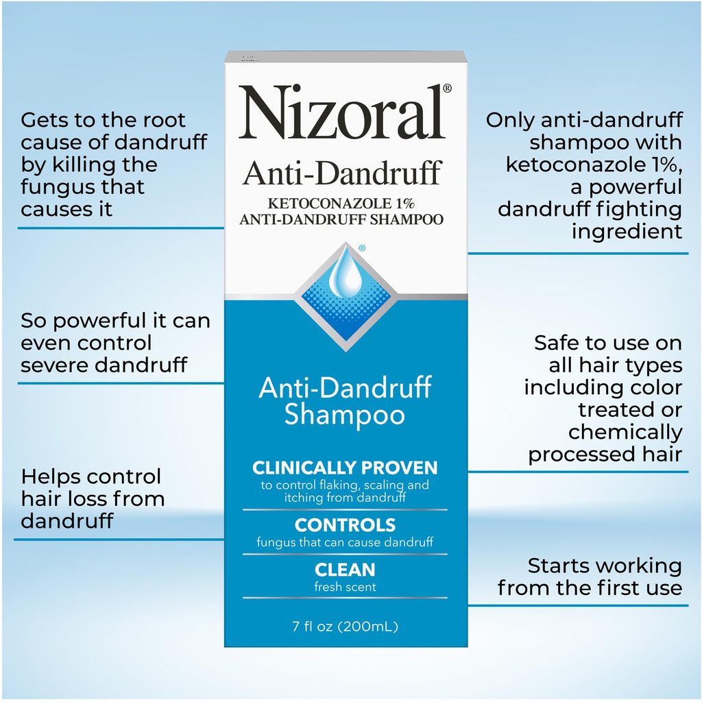 Nizoral Anti-Dandruff Shampoo – 1% Ketoconazole, 10x More Effective Scalp Fungus Control (7 fl oz)