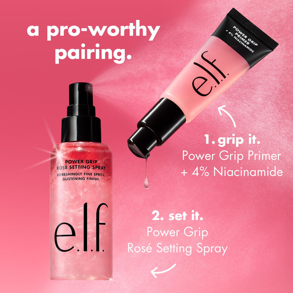 e.l.f. Power Grip Dewy Setting Spray – Bi-Phase Hydrating Mist with Aloe, Hyaluronic Acid & Squalane