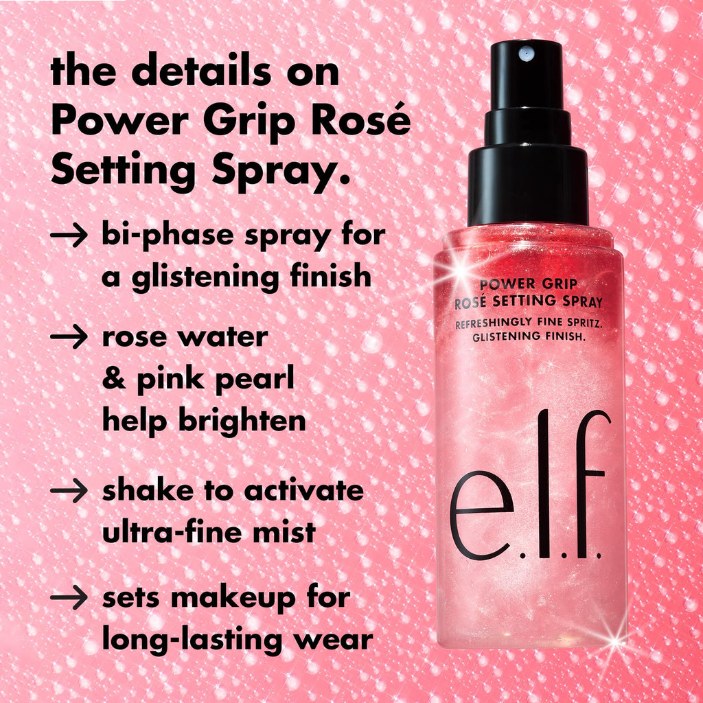 e.l.f. Power Grip Dewy Setting Spray – Bi-Phase Hydrating Mist with Aloe, Hyaluronic Acid & Squalane